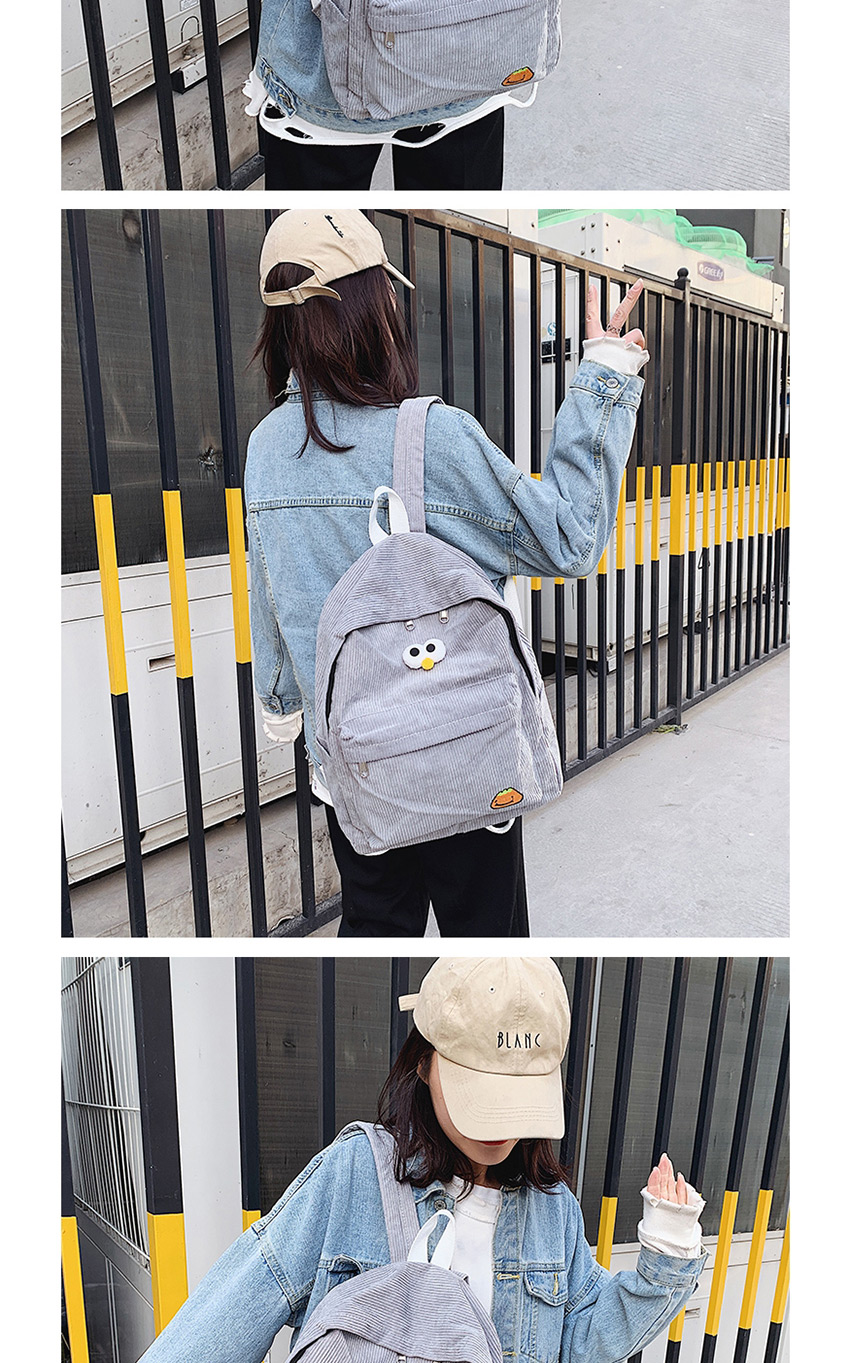 Fashion Gray Canvas Embroidered Big Eyes Cute Backpack,Backpack