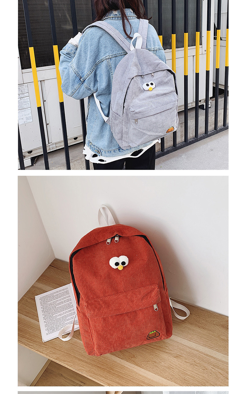 Fashion Khaki Canvas Embroidered Big Eyes Cute Backpack,Backpack