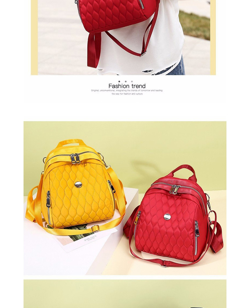 Fashion Red Embroidered Diamond Backpack With Zip,Backpack