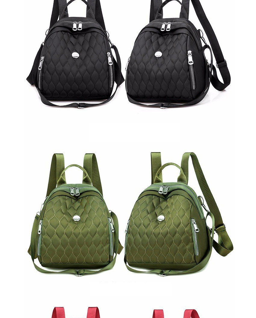 Fashion Green Embroidered Diamond Backpack With Zip,Backpack