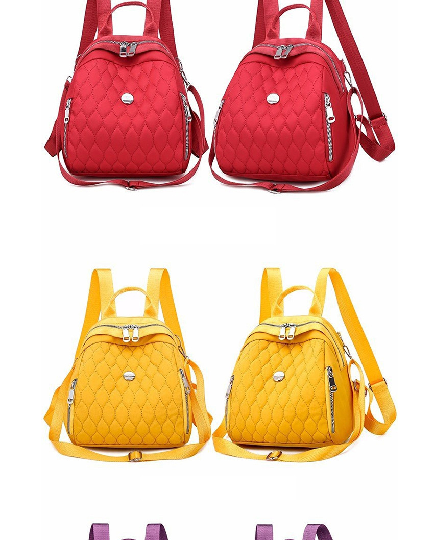 Fashion Yellow Embroidered Diamond Backpack With Zip,Backpack