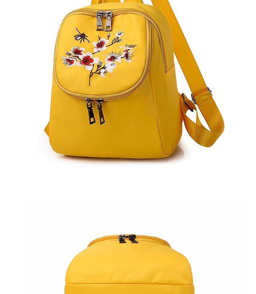 Fashion Yellow Plum Embroidered Waterproof Nylon Backpack,Backpack