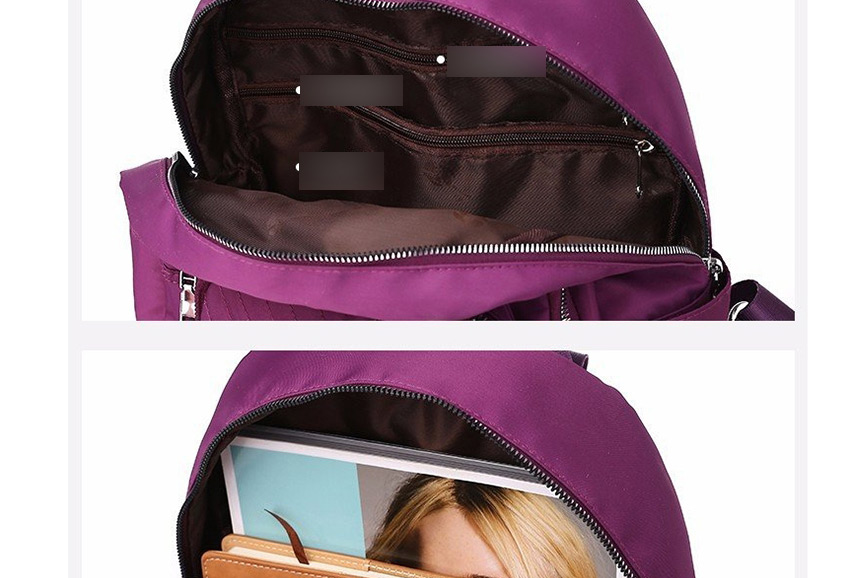 Fashion Black Double Zipper Anti-theft Diamond Backpack,Backpack