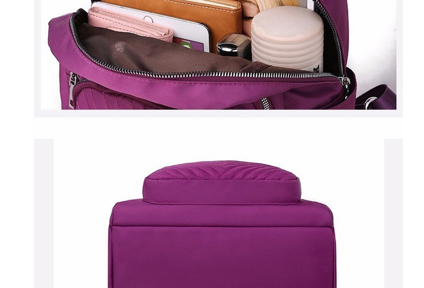 Fashion Purple Double Zipper Anti-theft Diamond Backpack,Backpack