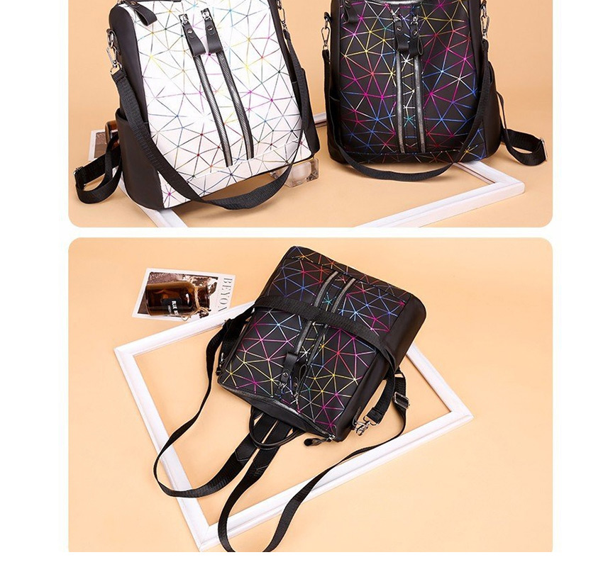 Fashion Black Printed Stitched Backpack With Zipper,Backpack