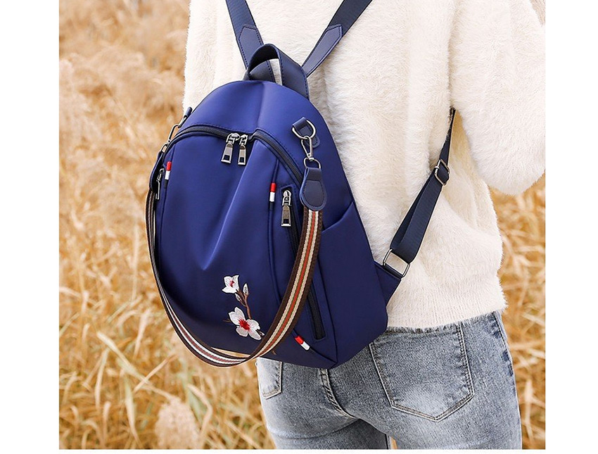 Fashion Blue Plum Embroidered Backpack,Backpack
