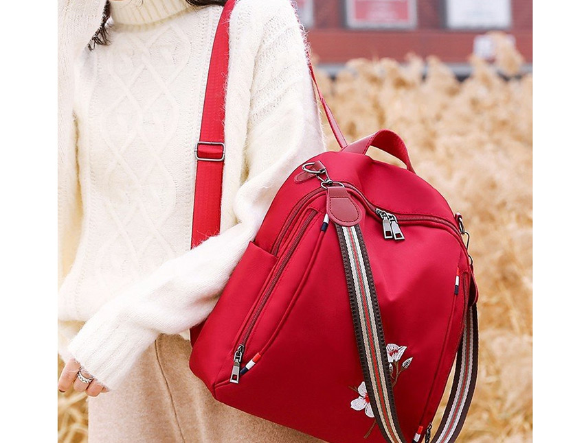 Fashion Red Plum Embroidered Backpack,Backpack