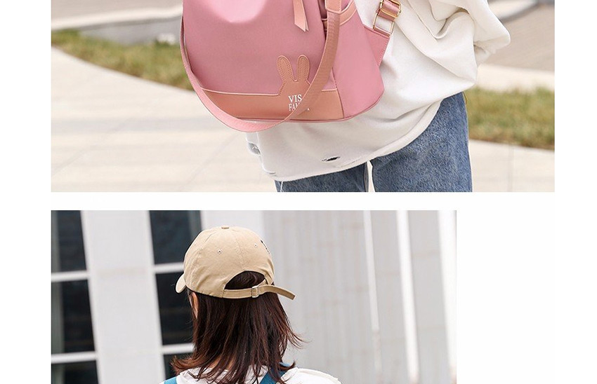 Fashion Pink Anti-theft Waterproof And Wear-resistant Rabbit Ears Contrast Color Backpack,Backpack