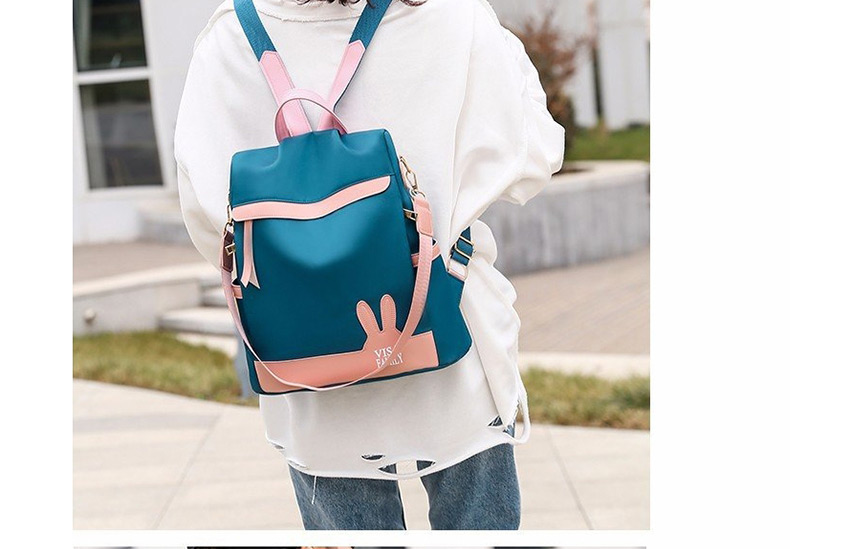 Fashion Blue Anti-theft Waterproof And Wear-resistant Rabbit Ears Contrast Color Backpack,Backpack