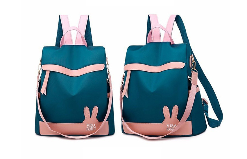 Fashion Blue Anti-theft Waterproof And Wear-resistant Rabbit Ears Contrast Color Backpack,Backpack