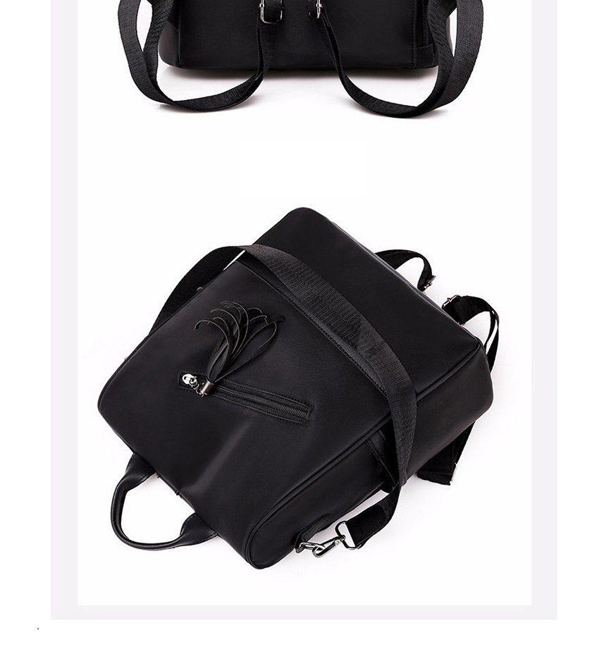 Fashion Black Anti-theft Multifunctional Tassel Zipper Stitching Backpack,Backpack
