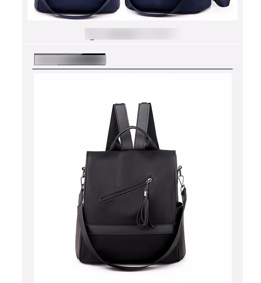 Fashion Black Anti-theft Multifunctional Tassel Zipper Stitching Backpack,Backpack