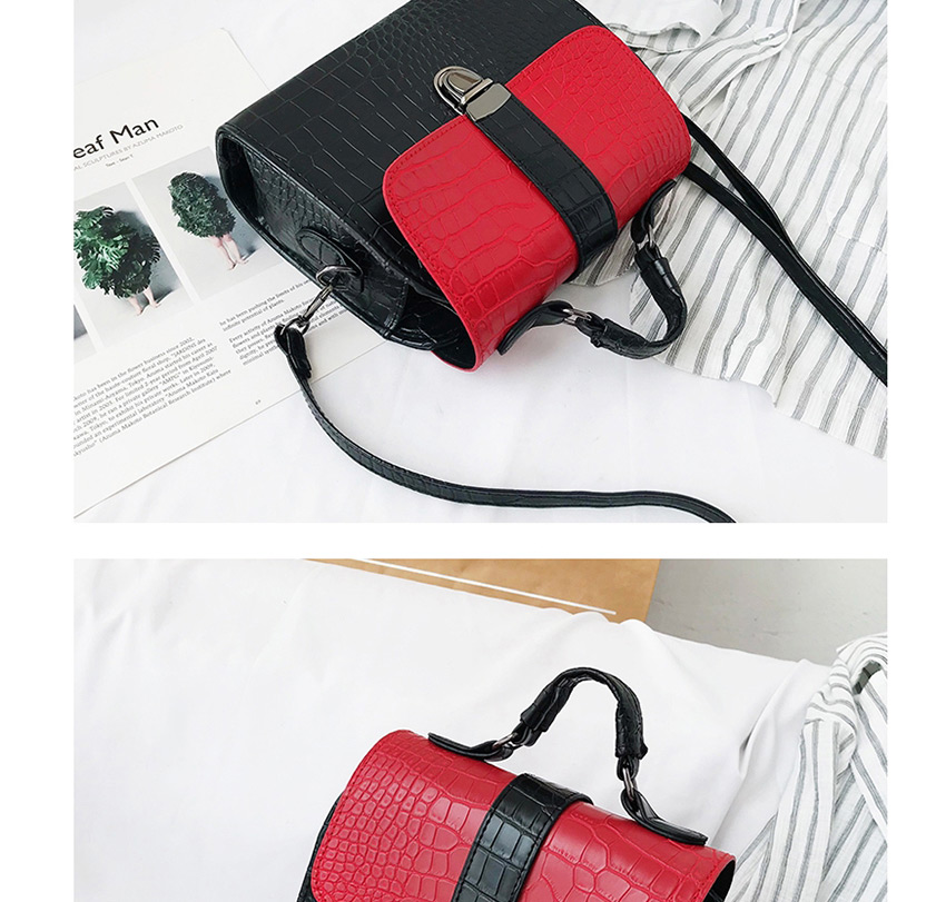 Fashion Red Stone Pattern Chain And Contrast Shoulder Bag,Backpack