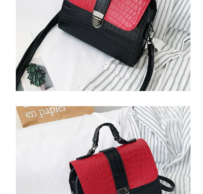 Fashion Red Stone Pattern Chain And Contrast Shoulder Bag,Backpack