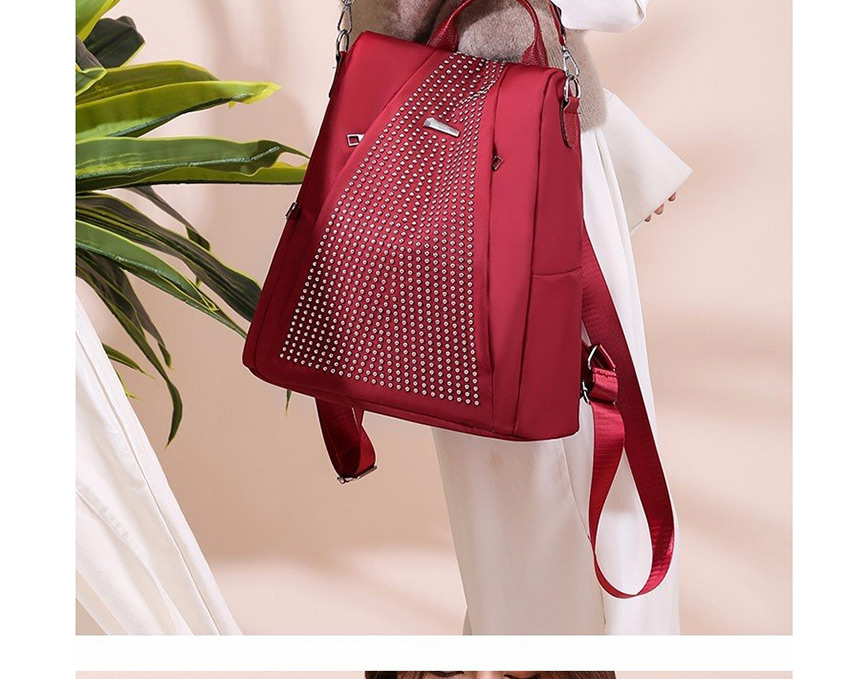 Fashion Red Multifunctional Geometric Studs Backpack,Backpack