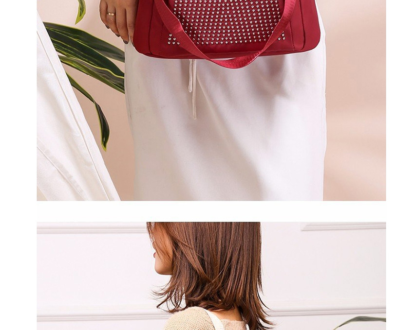 Fashion Red Multifunctional Geometric Studs Backpack,Backpack