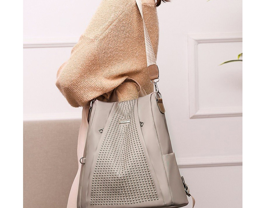 Fashion Khaki Multifunctional Geometric Studs Backpack,Backpack