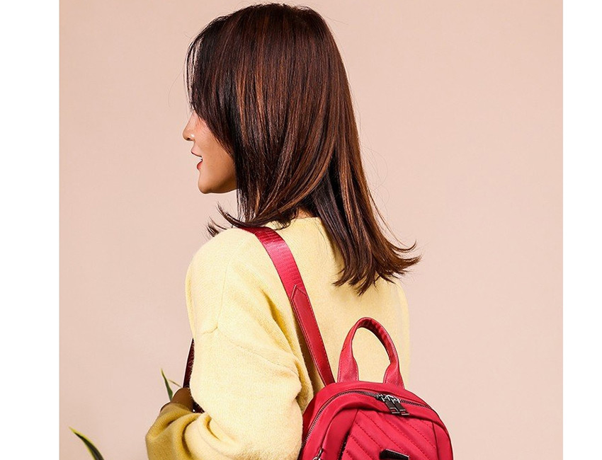 Fashion Red Embroidered Geometric Backpack,Backpack