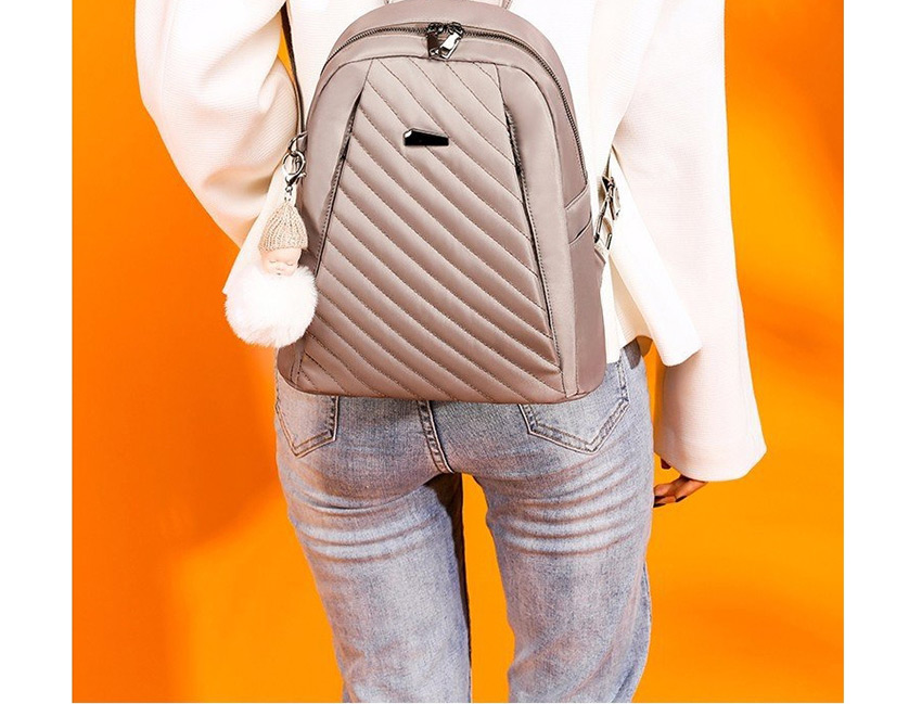 Fashion Light Grey Embroidered Geometric Backpack,Backpack