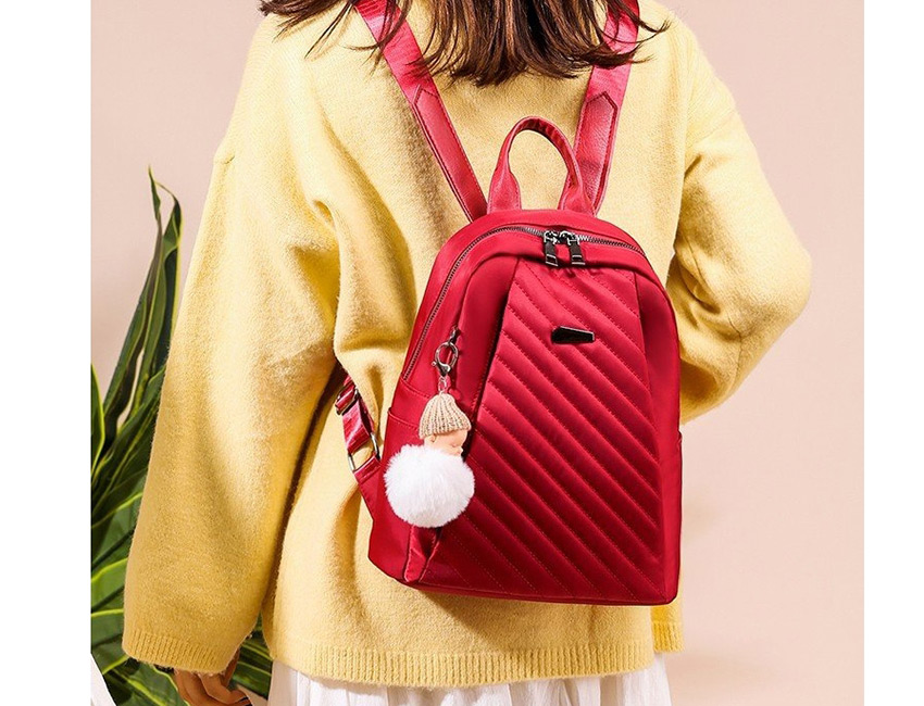 Fashion Red Embroidered Geometric Backpack,Backpack
