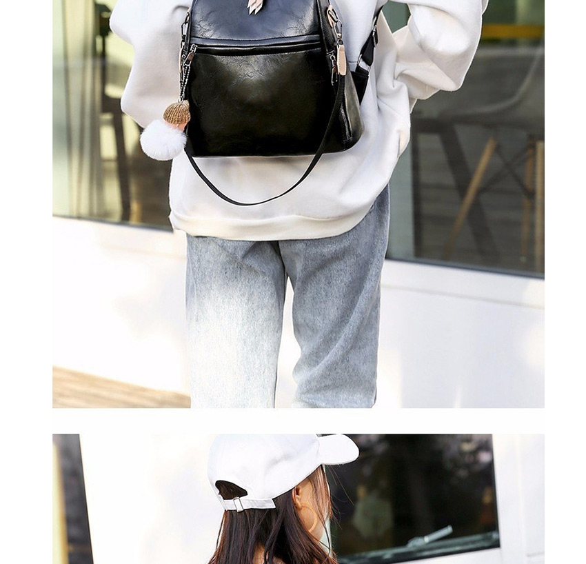 Fashion Light Grey Soft Leather Anti-theft And Color Backpack,Backpack