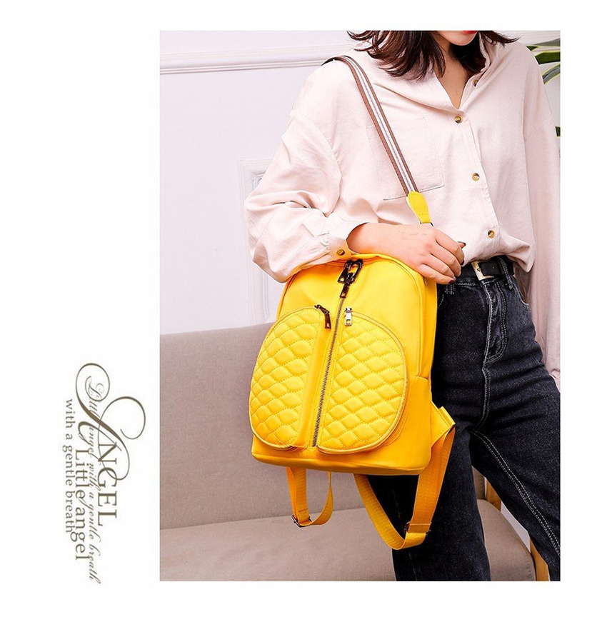 Fashion Yellow Multifunctional Pu Leather Diamond Embroidered Shoulder Backpack,Backpack