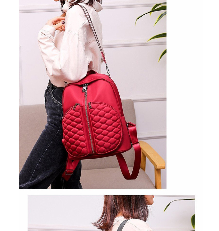Fashion Red Wine Multifunctional Pu Leather Diamond Embroidered Shoulder Backpack,Backpack