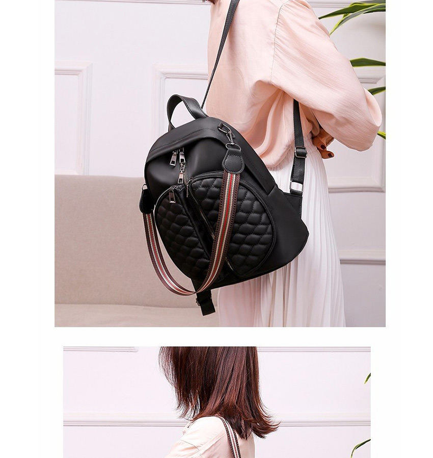 Fashion Black Multifunctional Pu Leather Diamond Embroidered Shoulder Backpack,Backpack