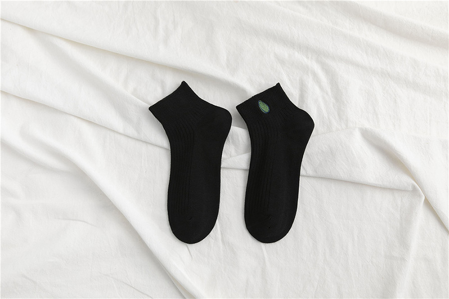 Fashion Black Avocado Embroidered Cotton Socks,Fashion Socks