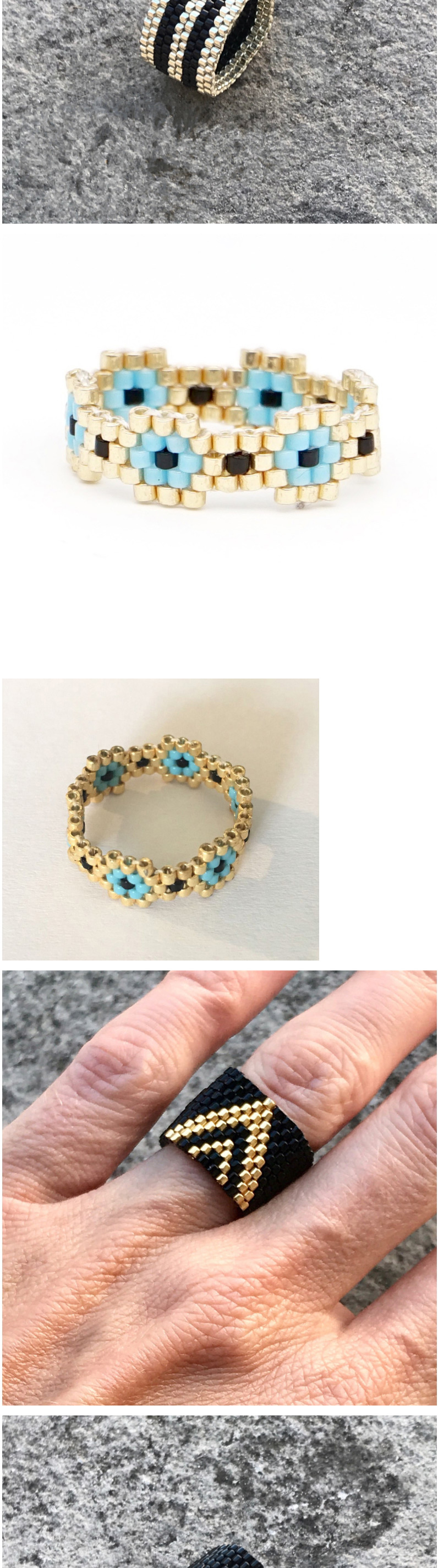 Fashion Color Mixing Beaded Woven Eye Ring,Fashion Rings