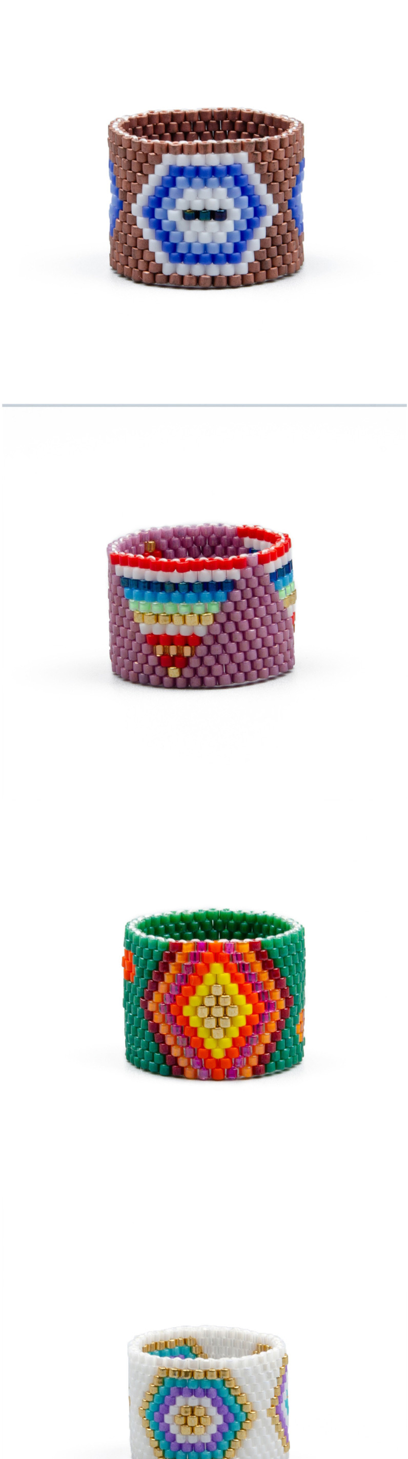 Fashion Color Mixing Beaded Woven Triangle Wide Band Ring,Fashion Rings
