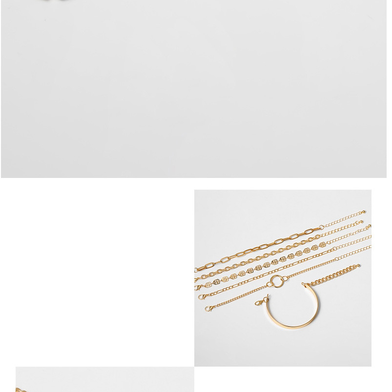 Fashion Golden Glossy Geometric Cutout Multi-element Bracelet,Bracelets Set