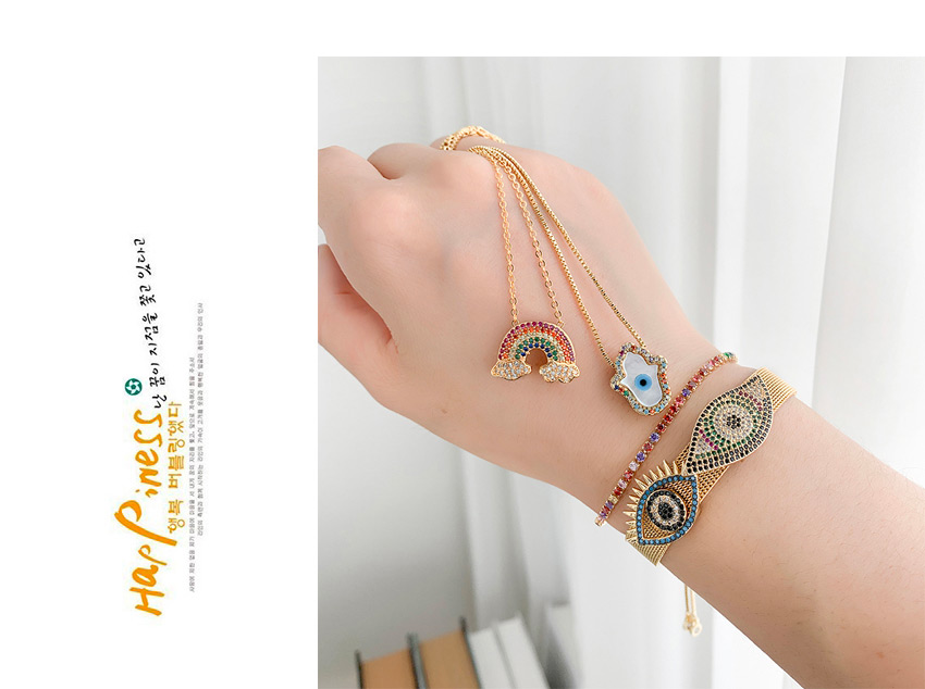 Fashion Golden Cubic Zirconia Rainbow Necklace,Necklaces