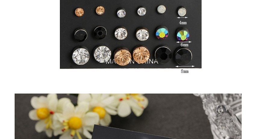 Fashion Color Mixing Geometric Round Alloy Earring Set With Fancy Diamonds,Earrings set