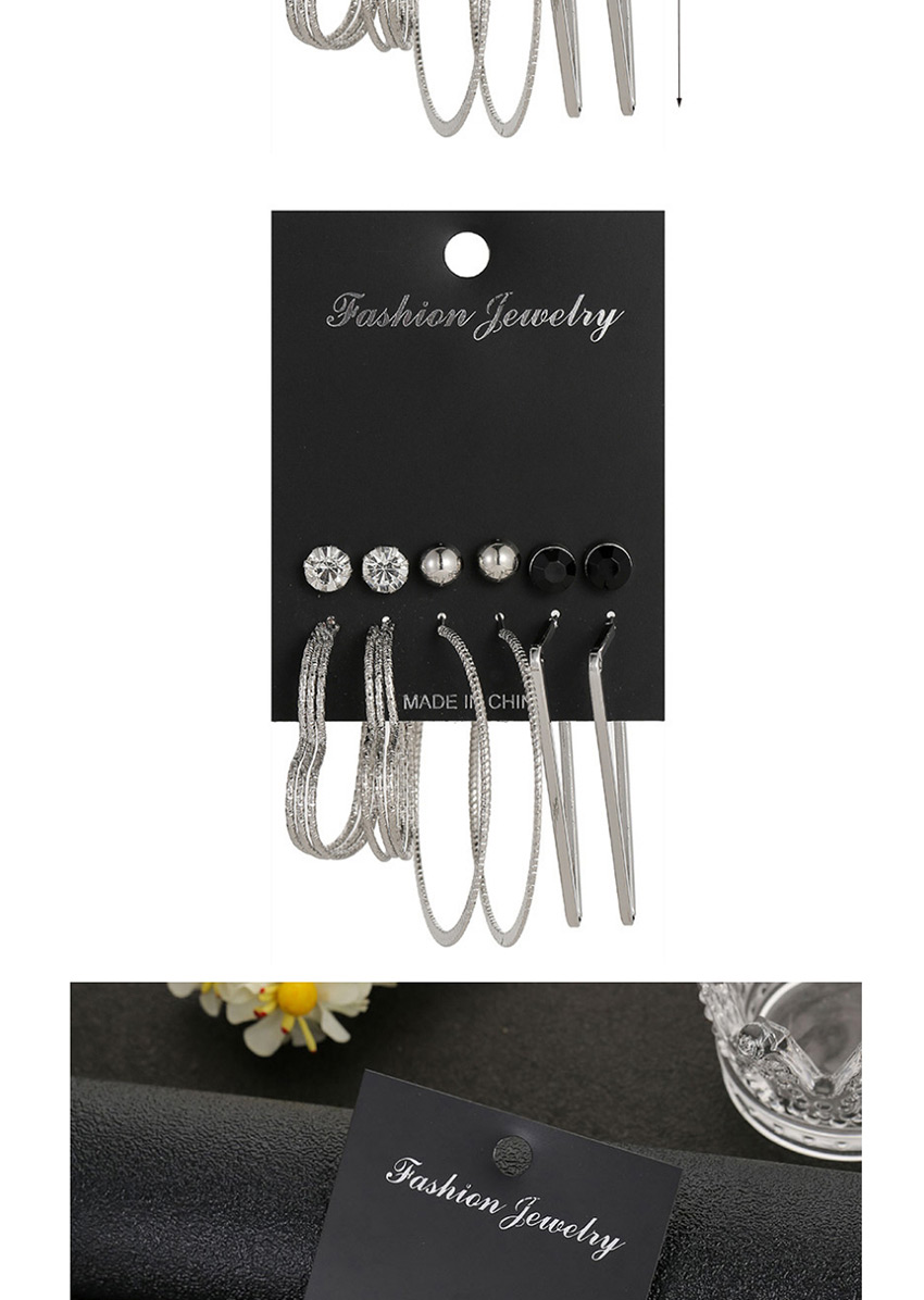Fashion Color Mixing Pentagram Fishbone Heart Cutout Earrings Set With Diamonds,Earrings set