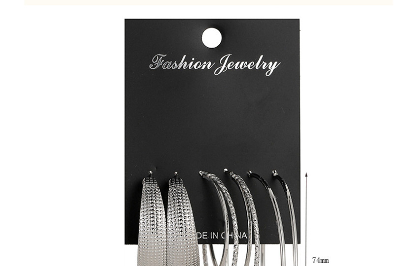 Fashion Silver Metal Hollow Pentagram Geometric Circle Earring Set,Hairpins