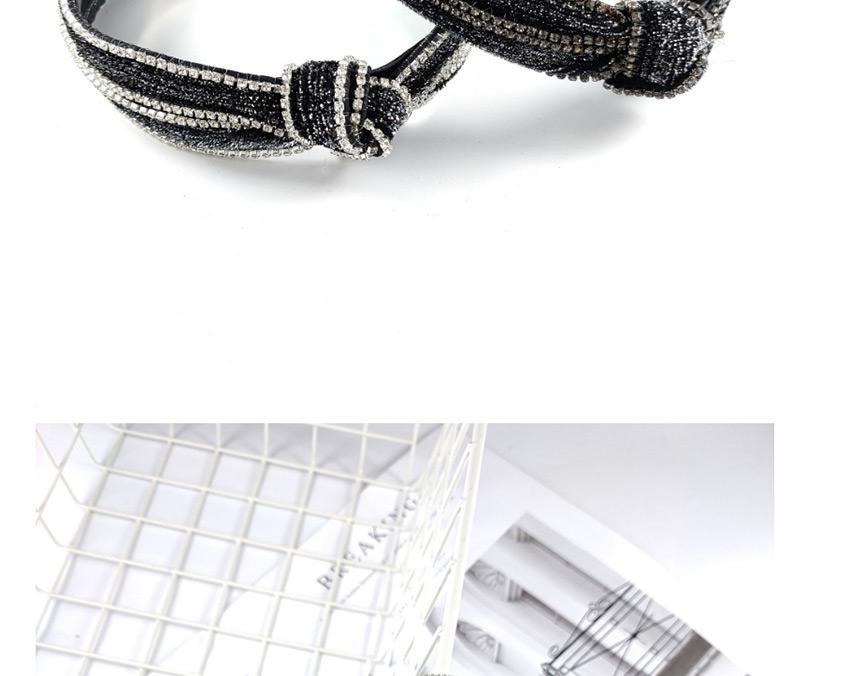 Fashion 4 Rows Of Silver Diamonds Knotted Cloth Hollow Hair Band With Rhinestones,Head Band