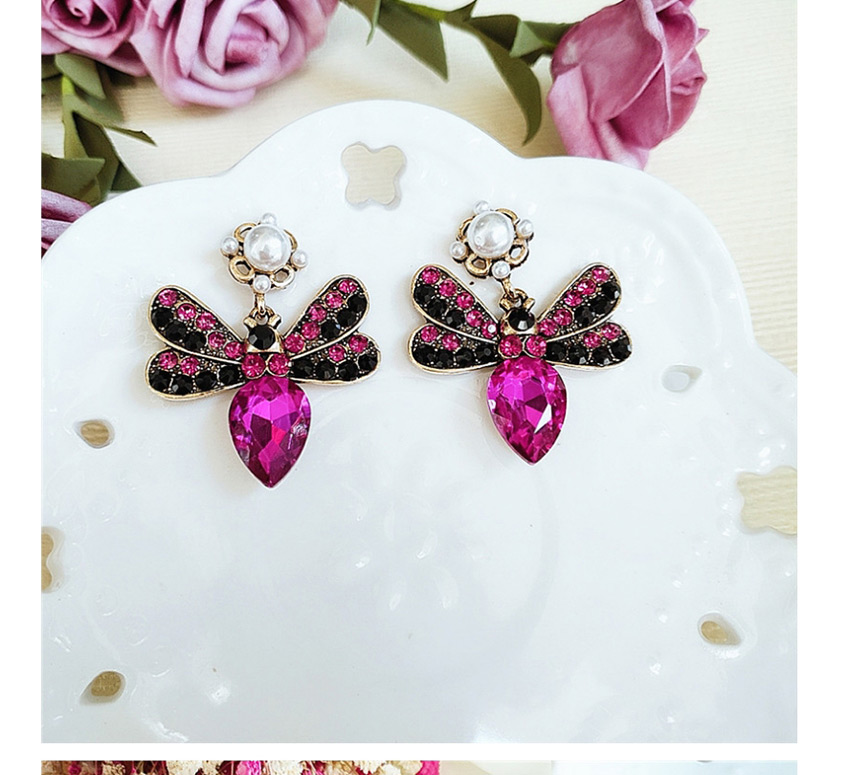 Fashion Red Butterfly Earrings With Glass Diamonds,Drop Earrings