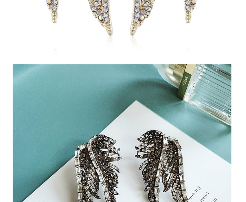 Fashion White Alloy Wings Diamond Stud Earrings,Stud Earrings