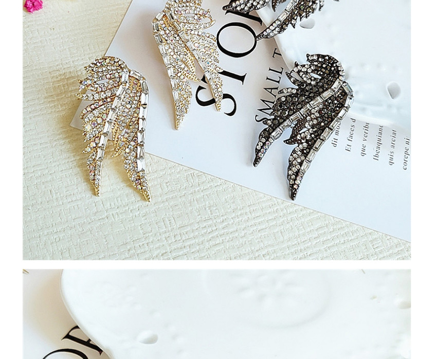 Fashion White Alloy Wings Diamond Stud Earrings,Stud Earrings