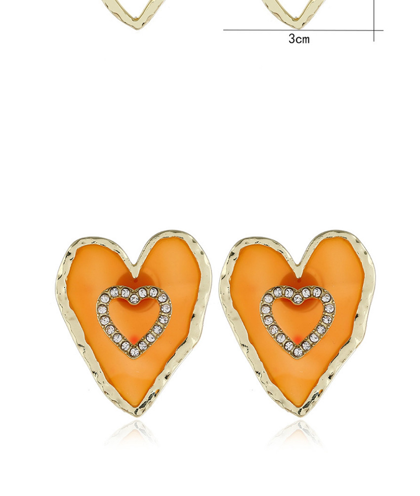 Fashion Orange Acrylic Love Irregular Diamond Earrings,Stud Earrings