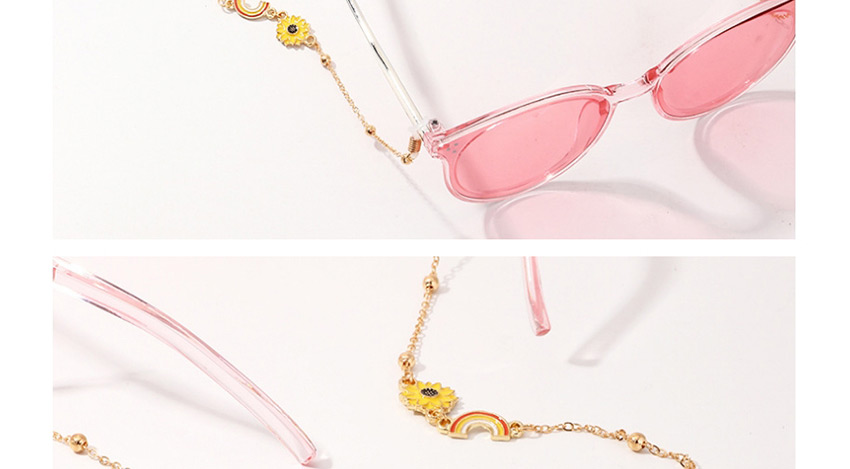 Fashion Yellow Rainbow Daisy Halter Metal Sunglasses Snow Chain,Sunglasses Chain