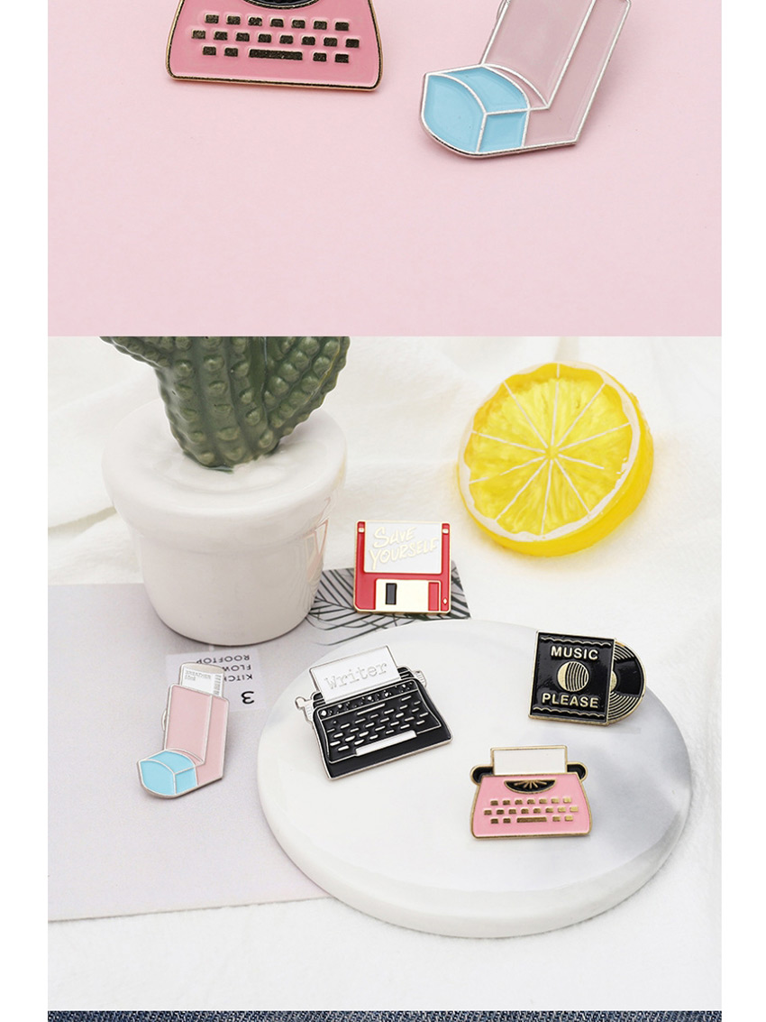 Fashion Black And White Enamel Typewriter Lapel Hit Color Pins,Korean Brooches