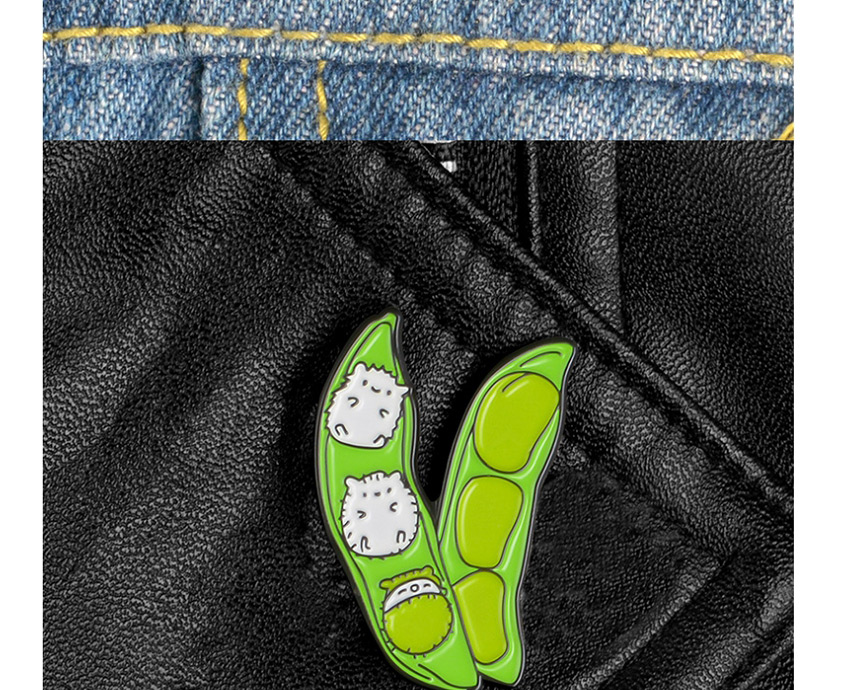 Fashion Green Hedgehog Baby Pea Enamel Backpack Clothes Lapel Plant Badge,Korean Brooches
