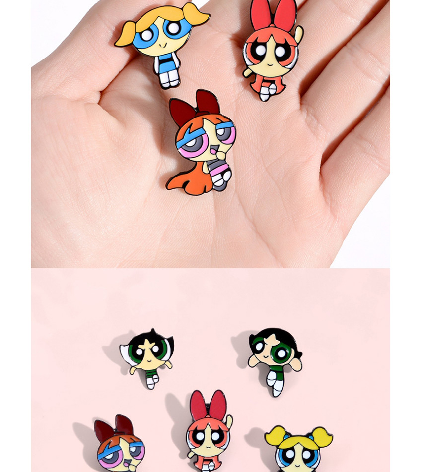 Fashion Orange Anime Powerpuff Girls Comics Badge,Korean Brooches