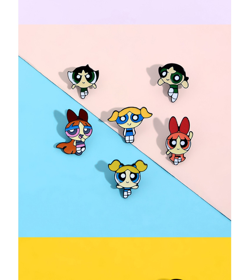Fashion Beige Anime Powerpuff Girls Comics Badge,Korean Brooches