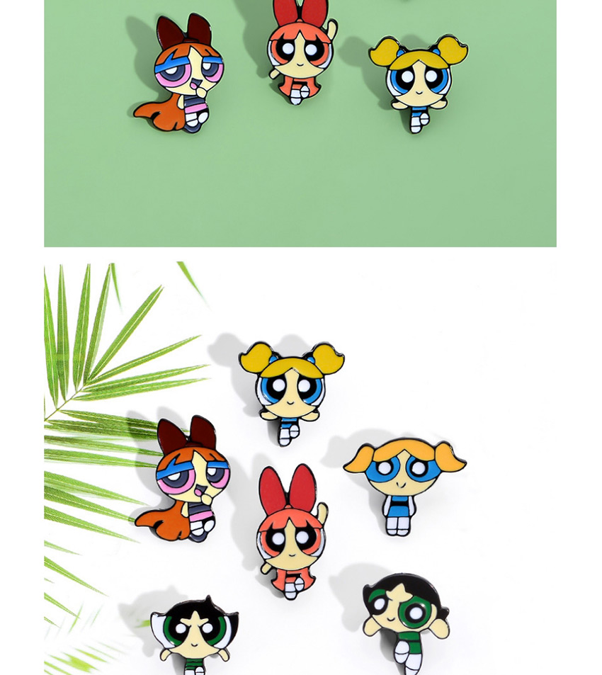 Fashion Green Anime Powerpuff Girls Comics Badge,Korean Brooches