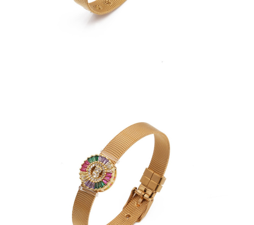 Fashion Golden E Copper Micro Inlaid Zircon Alphabet With Bracelet,Bracelets