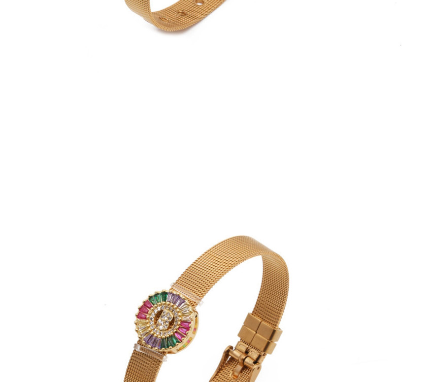 Fashion Golden A Copper Micro Inlaid Zircon Alphabet With Bracelet,Bracelets
