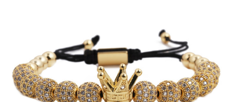 Fashion Gun Black Diamond Crown Micro Ball Bracelet,Bracelets
